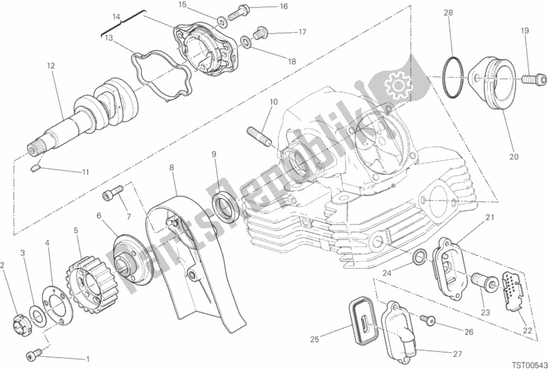 Alle onderdelen voor de Verticale Cilinderkop - Timing van de Ducati Monster 797 Plus 2019